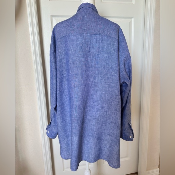 Frank & Eileen MacKenzie One-Size Button-Up Shirt in Famous Blue - Picture 2 of 3